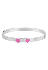 adorable silver pink enamel heart children bangles